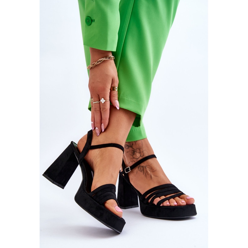 Ženske cipele s potpeticom od brušene kože i sandale s platformom Black Verda crna 2