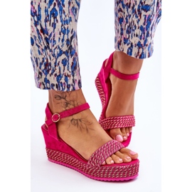 Klasične ženske sandale na klin boje fuksije Malmo ružičasta 5