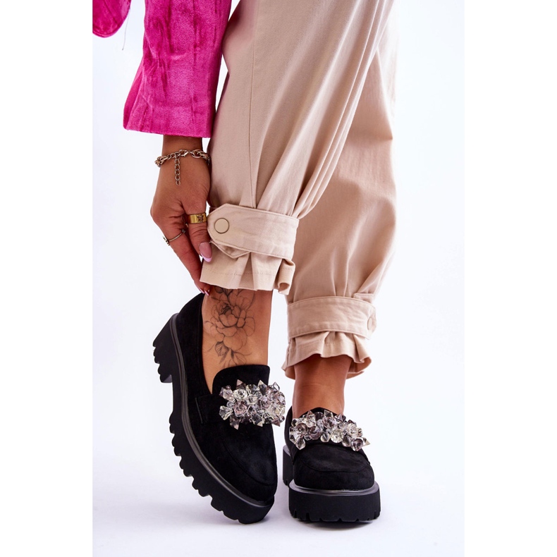 FB2 Ženske ukrašene mokasine s platformom crne Brenda crno 1