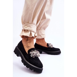 FB2 Ženske ukrašene mokasine s platformom crne Brenda crno 2