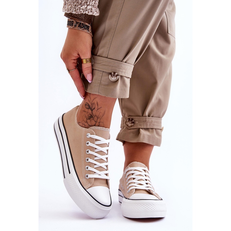 FB2 Ženske tenisice na debelu platformu Bež Ember 1