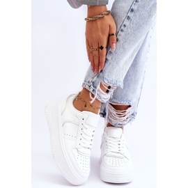 FB2 Ženske bijele sportske cipele Bexley s visokom platformom bijela 1