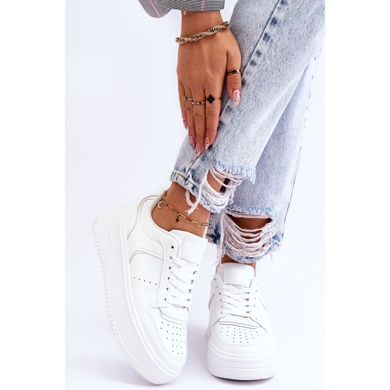 FB2 Ženske bijele sportske cipele Bexley s visokom platformom bijela 1