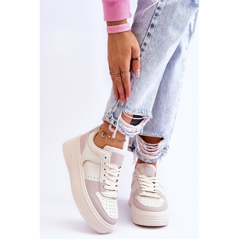 Bexley ženske tenisice s visokom platformom svijetlo bež boje 1