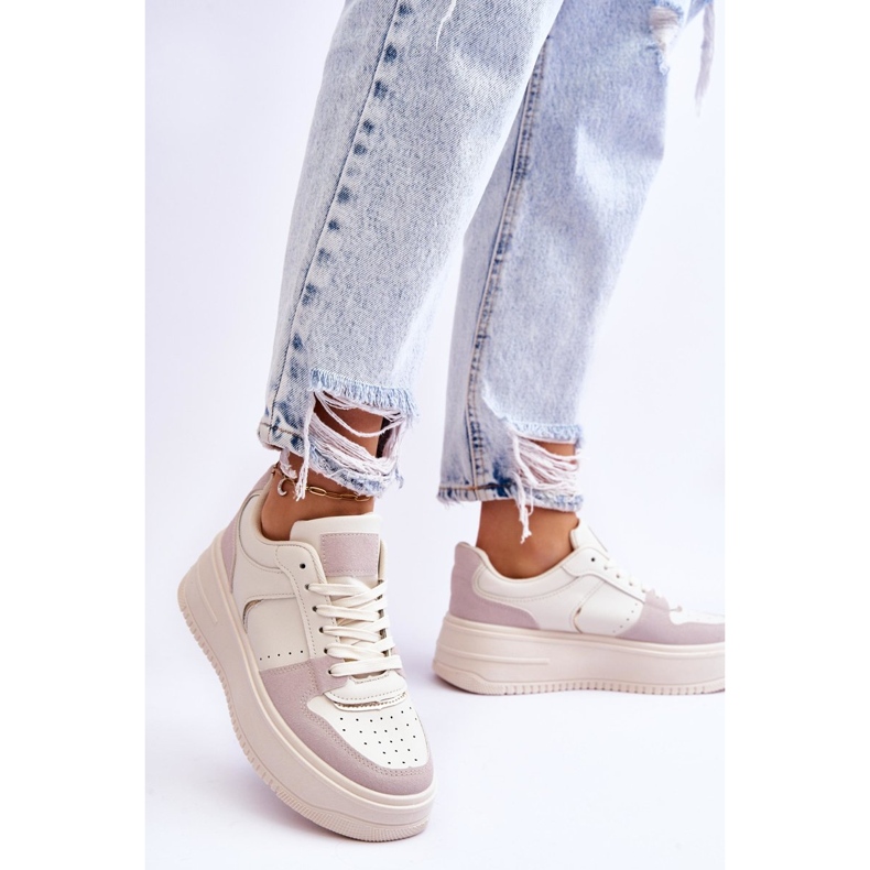 Bexley ženske tenisice s visokom platformom svijetlo bež boje 2