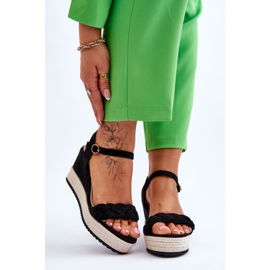 Klasične sandale na klin od brušene kože crne Denisse crno 1