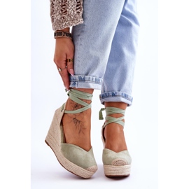 Ženske sandale na klin na vezanje Bethany Green zelena 1