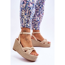 Bež Kendall ženske sandale na klin smeđa 2