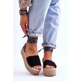 Sandale na klin od brušene kože crne Livia crno 1