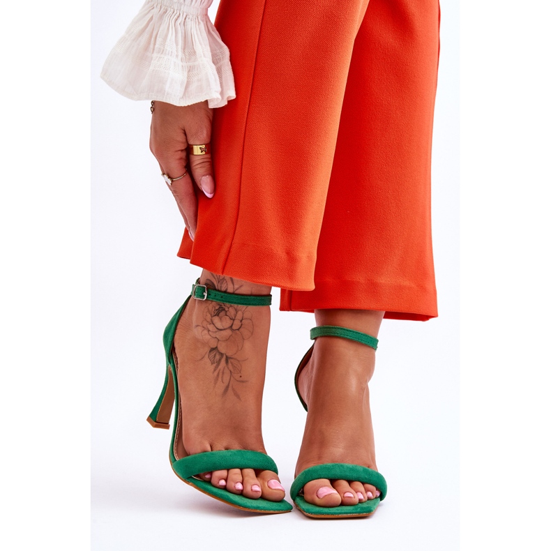 Ženske zelene Rousses sandale na visoku petu od brušene kože zelena 1