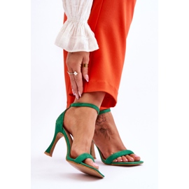 Ženske zelene Rousses sandale na visoku petu od brušene kože zelena 2