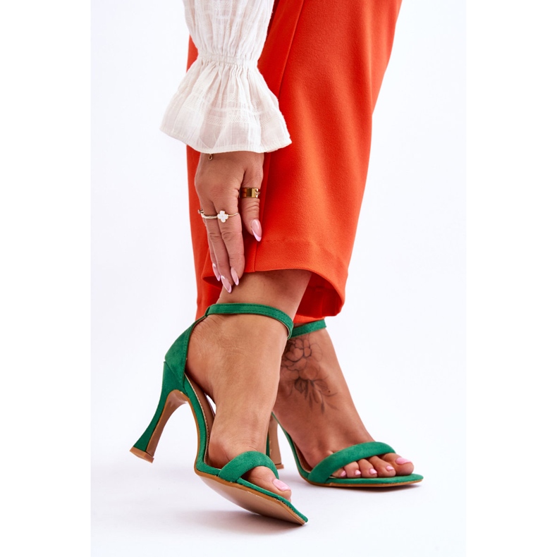 Ženske zelene Rousses sandale na visoku petu od brušene kože zelena 2