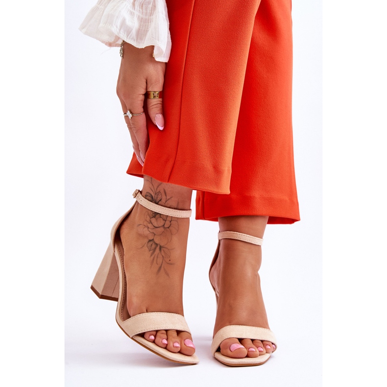 Ženske sandale na stabilnu petu Bež Lavissa smeđa 1