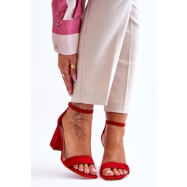 FJ1 Ženske sandale na stabilnu petu Crvene Lavissa crvena 1