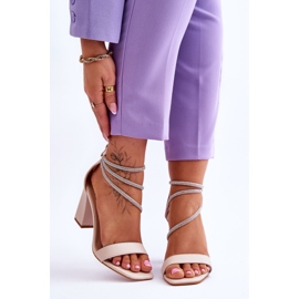 FJ1 Moderne sandale s cirkonima bež Carma smeđa 1