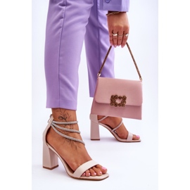 FJ1 Moderne sandale s cirkonima bež Carma smeđa 2