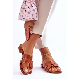 FJ1 Klasične ženske Camel Fendy kožne papuče smeđa 2