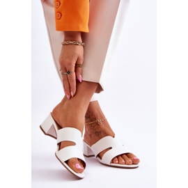 FJ1 Klasične kožne sandale na nisku petu bijele Miley bijela 2