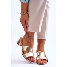 FJ1 Klasične kožne sandale na nisku petu Zlatne Miley zlatna 1