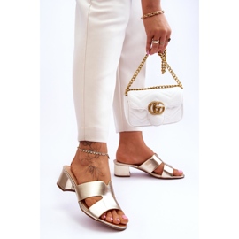 FJ1 Klasične kožne sandale na nisku petu Zlatne Miley zlatna 2