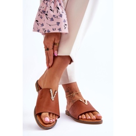 FJ1 Ženske klasične Camel Bertha ukrašene papuče smeđa 2