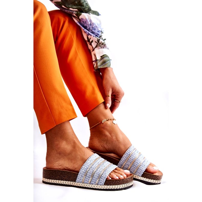 S.Barski Klasične ženske japanke s lancem, plave plava 7