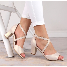 Ženske bež biserne sandale na post Sergio Leone SK862 2