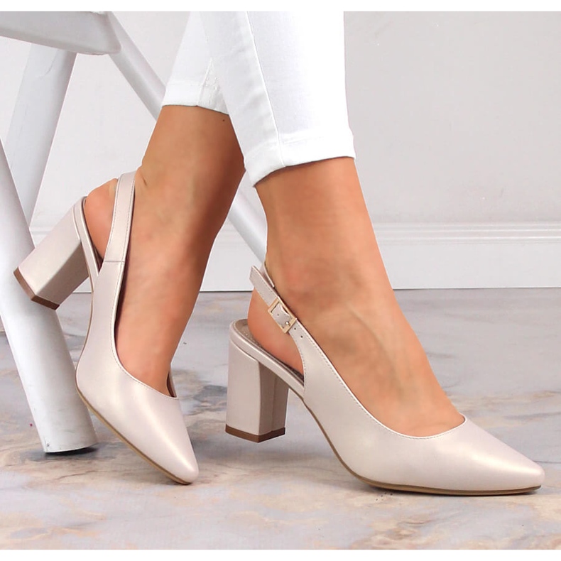 Ženske sandale na post bež biser Sergio Leone SK162 1