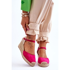 Fuchsia Cammer Suede Espadrile Sandale na klin ružičasta 1