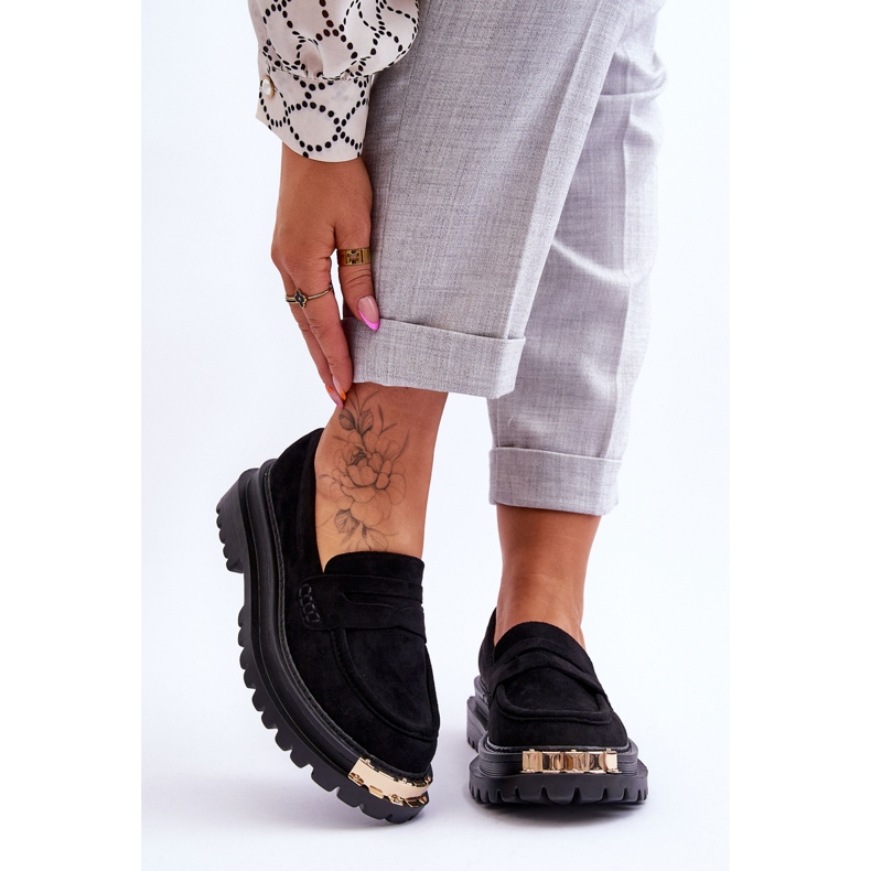 Klasične natikače od brušene kože s crnim Monaro ukrasom crno 1