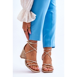 FJ1 Kožne moderne ženske sandale zlatne Primma visoke pete zlatni 1