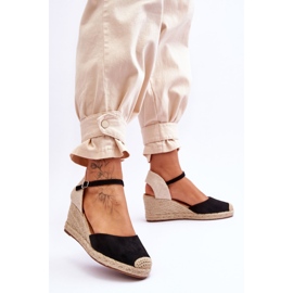 Espadrile od brušene kože Sandale na klin crne boje crno 2