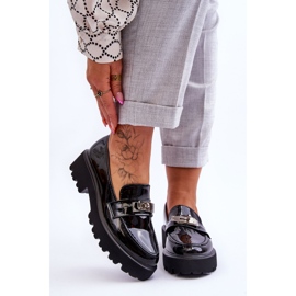 FJ1 Lakirane mokasine s Black Glory ukrasom na platformi crna 1