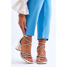 FJ1 Ženske kožne sandale s visokim petama od kubičnog cirkonija u bijeloj boji Liviano bijela 1