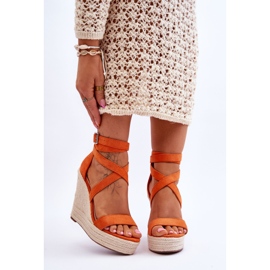 FJ1 Udobne narančaste Lemira sandale s visokim klinovima narančasta 1