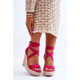 FJ1 Udobne sandale s visokim klinom Fuchsia Lemira ružičasta 1