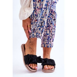 Ženske papuče od brušene kože s mašnom, crni jantar crno 1