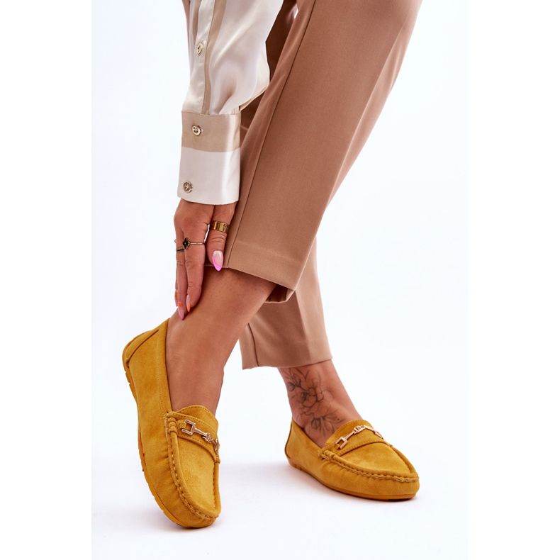 FJ1 Mokasine od brušene kože sa žutim Eleina ornamentom žuta boja 2