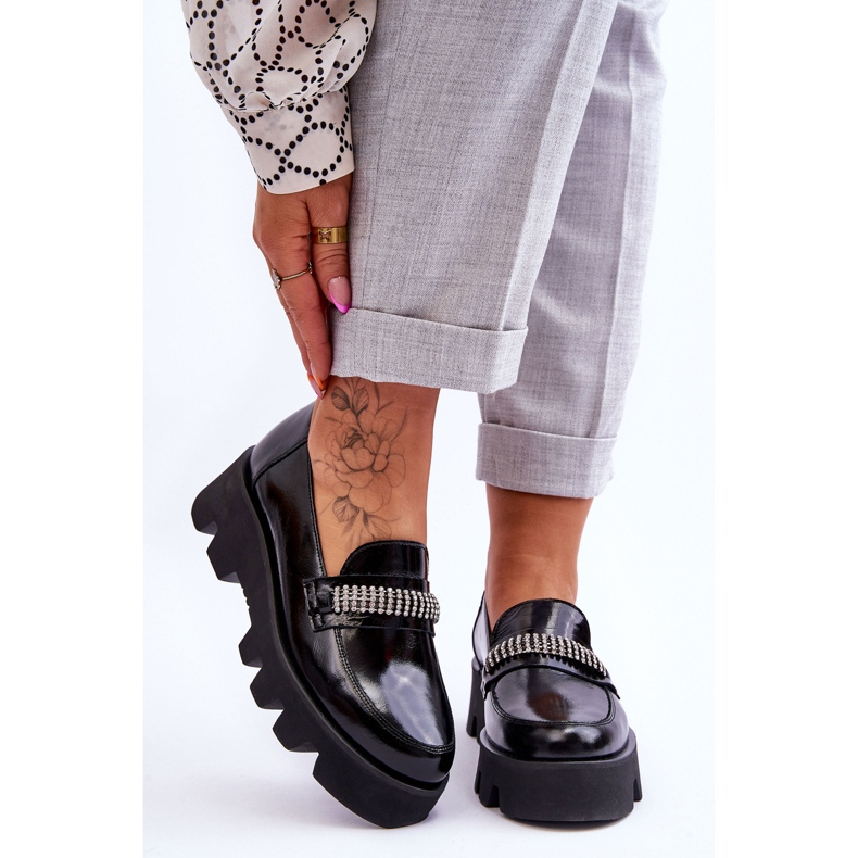 Moderne mokasine na platformu s ukrasom Laura Messi 2600 crne crna 1