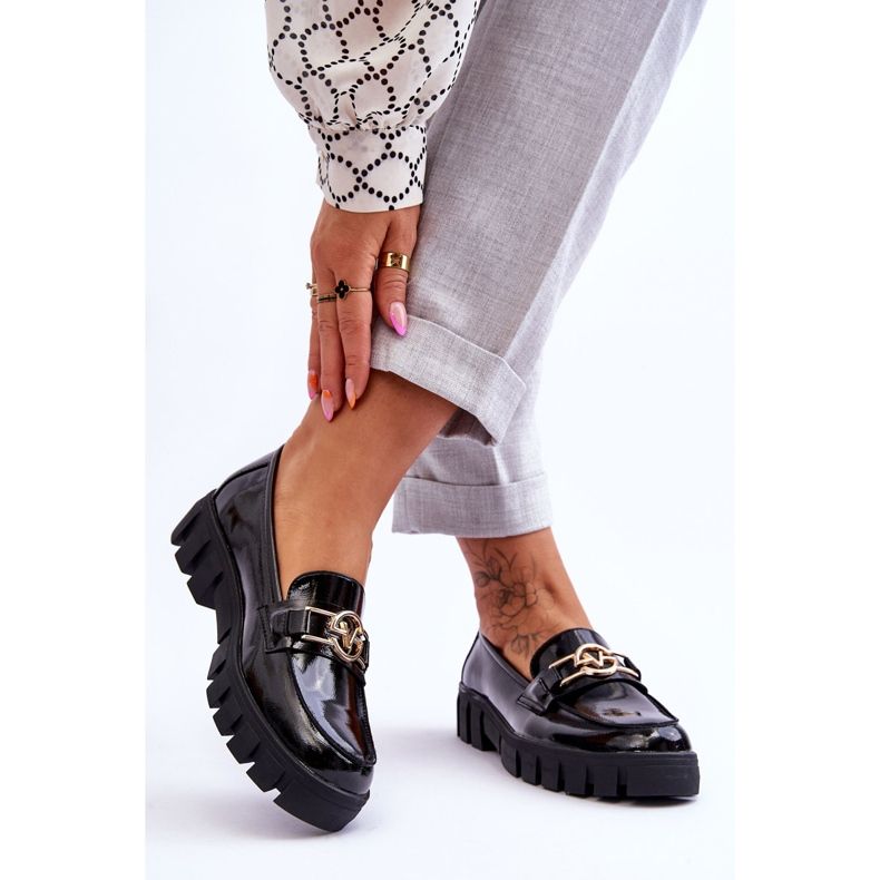 Vinceza Lakirane ženske mokasine crne Sanvi crna 2