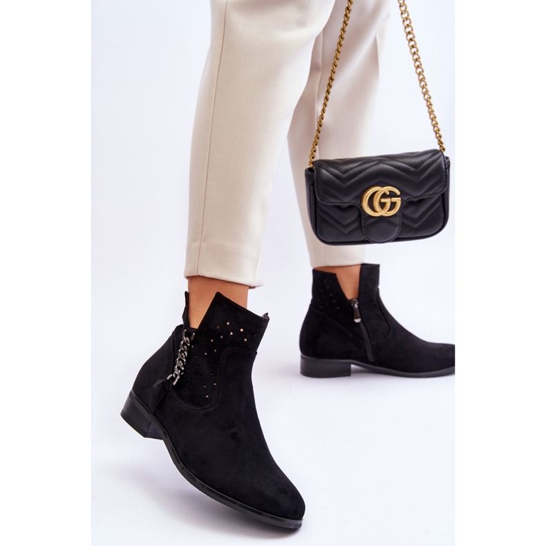 Vinceza Ženske čizme s patentnim zatvaračem od brušene kože crne Belliano crna 2