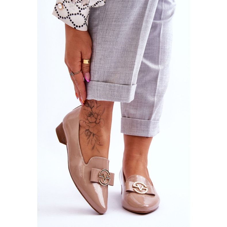 Vinceza Lakirane mokasine na nisku petu Bež Asselia 1