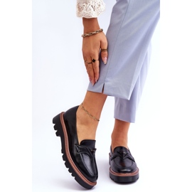 Vinceza Ženske kožne mokasine na platformu s crnim ukrasom Jonett crno 1