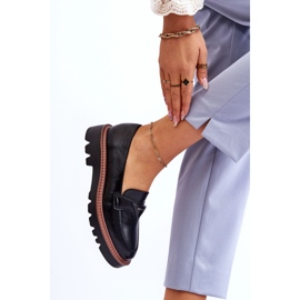 Vinceza Ženske kožne mokasine na platformu s crnim ukrasom Jonett crno 2