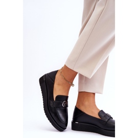 Vinceza Ženske kožne mokasine s niskim klinom, crna Synthia 2