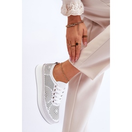 Vinceza Ženske kožne ažurne sportske cipele Bijela Marea 2