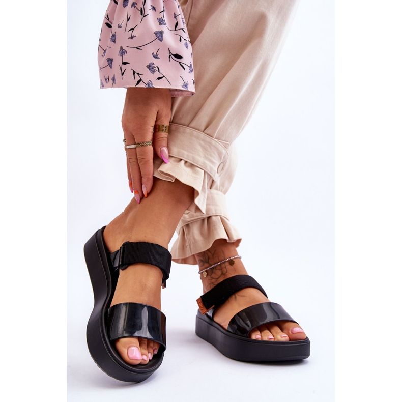 ZAXY Vegan sandale na čičak HH285282 Crne crno 2