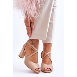 Ženske sandale na petu Sergio Leone SK864 tamno bež 1