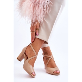 Ženske sandale na petu Sergio Leone SK864 tamno bež 2