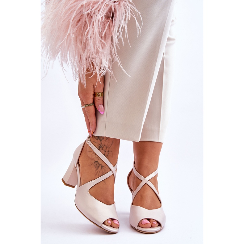 Ženske sandale na petu Sergio Leone SK864 Pearl Beige bež 1